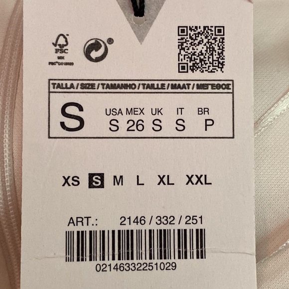 NWT. Zara Oyster White Draped V-neckline Mini Dress. Size S. - Picture 7 of 10